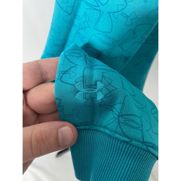 Under Armour Woman’s Hoodie Athletic Blue Full Zip All Over Logo Print Size XS - Picture 6 of 7